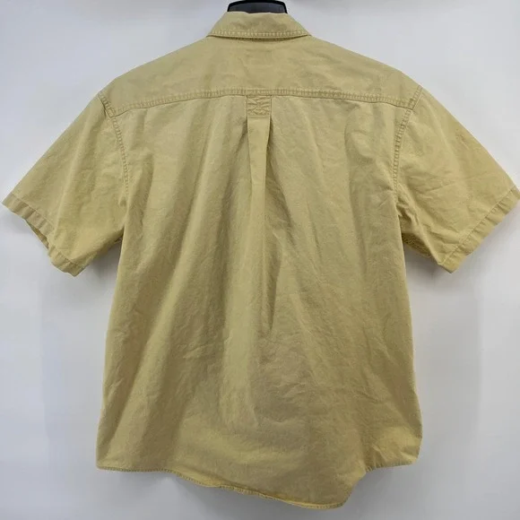 LL Bean Mens Traditional Fit Short Sleeve Button Up Shirt Khaki Tan L-Reg - Picture 2 of 8